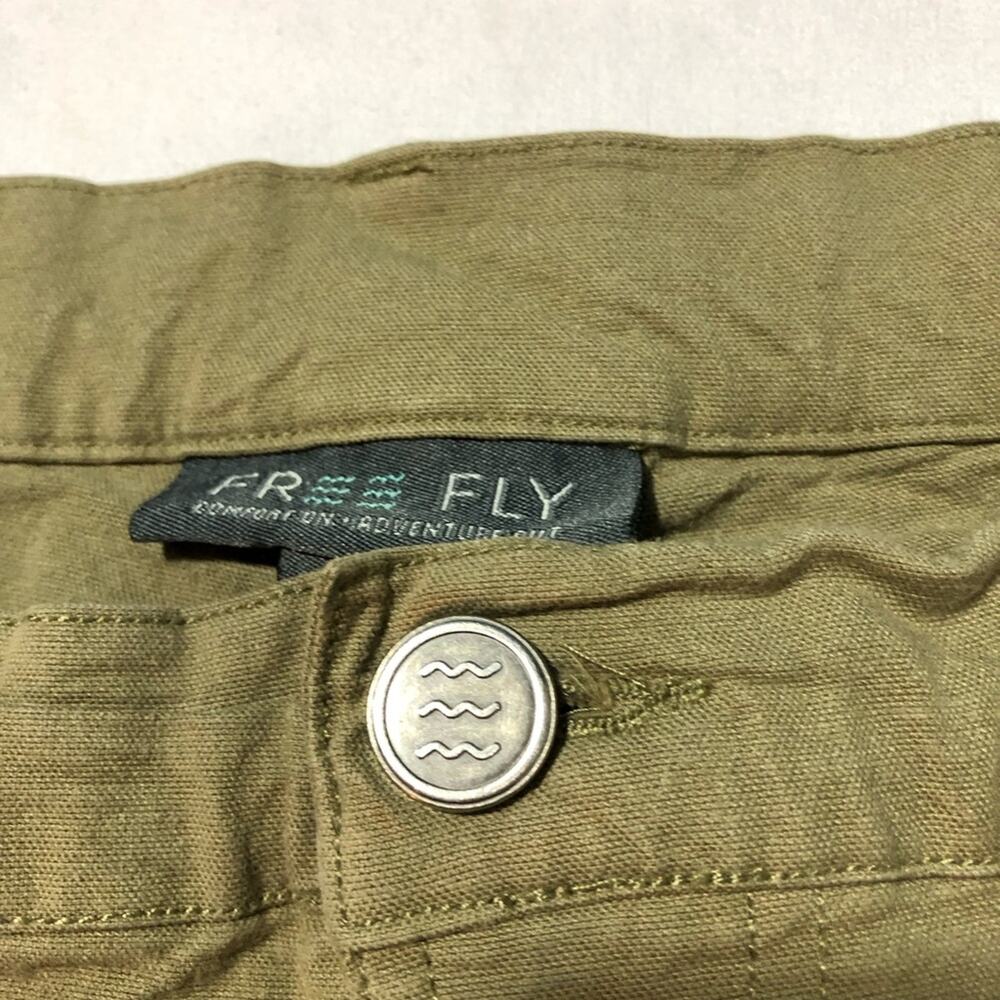 Free Fly mens 34x32 khaki green pants lightweight casual athleisure stretchy - Picture 9 of 11